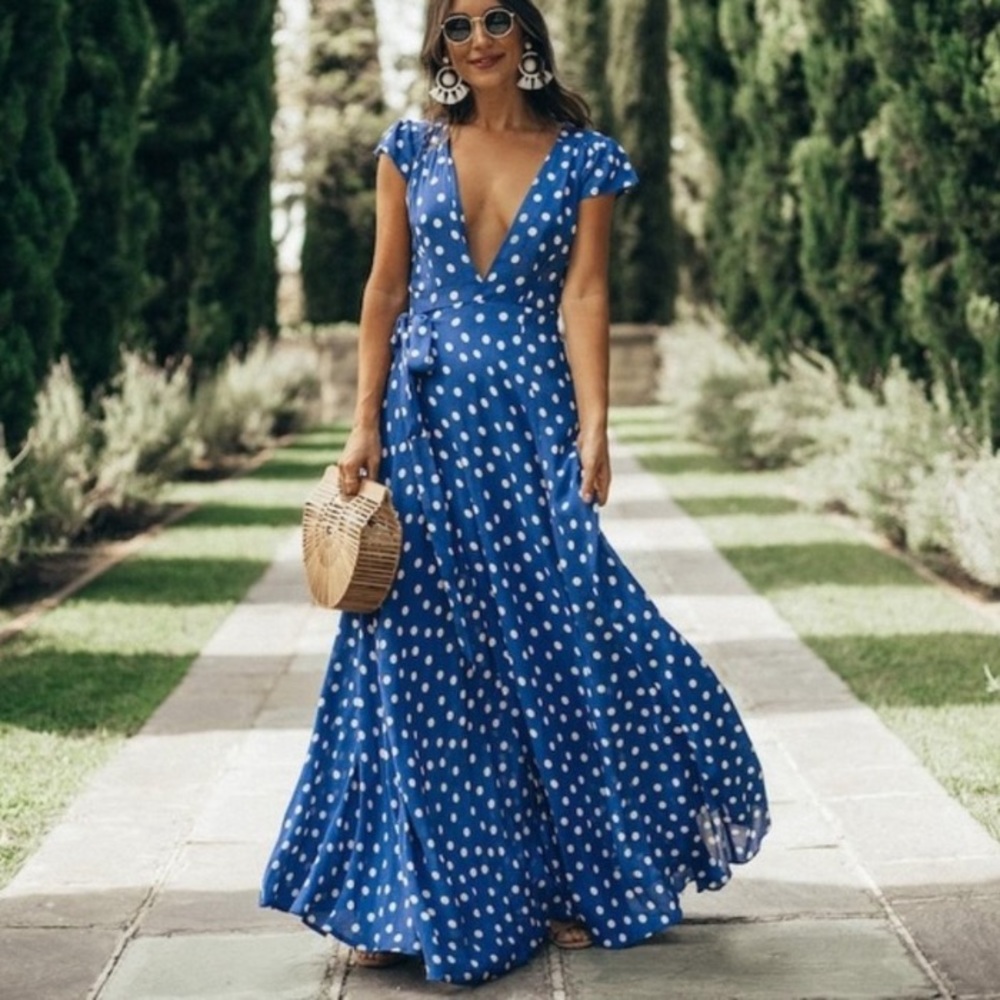 TulaRosa Sid Wrap Dress in Robin Dot (S)